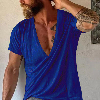 Herre T-shirt med dyb V-udskæring – Afslappet, moderne basis til hverdag og fritid