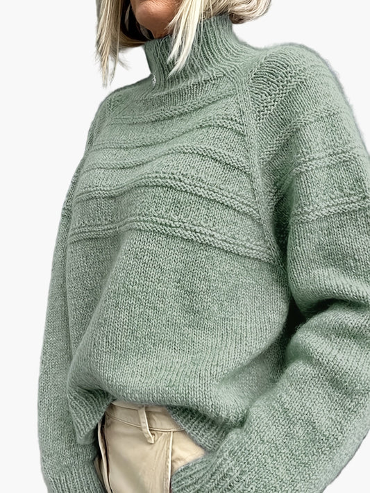 Damtröja stickad med ståkrage – Stilren vardagslook, elegant komfort