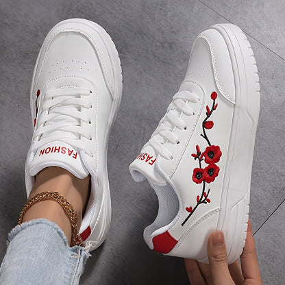 Damen Sneaker mit Blütenstickerei und modernem Streetstyle-Look – Freizeitschuhe für Alltag und Stadt