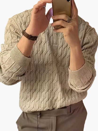 Herren Pullover Halbzip Casual Strickpullover für Herbst und Winter