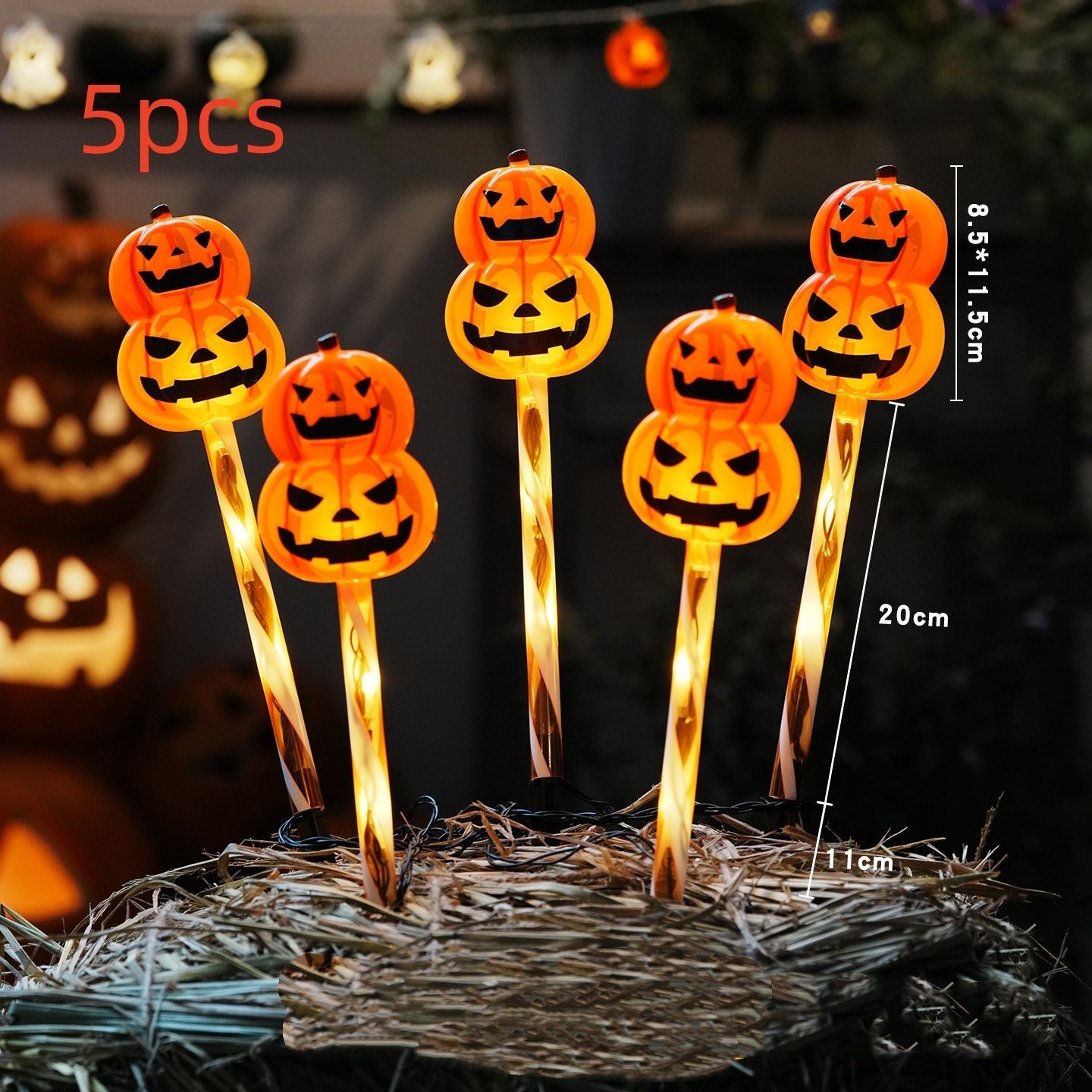 Halloween LED havepinde med spøgelseslys – Dekoration til have & fest