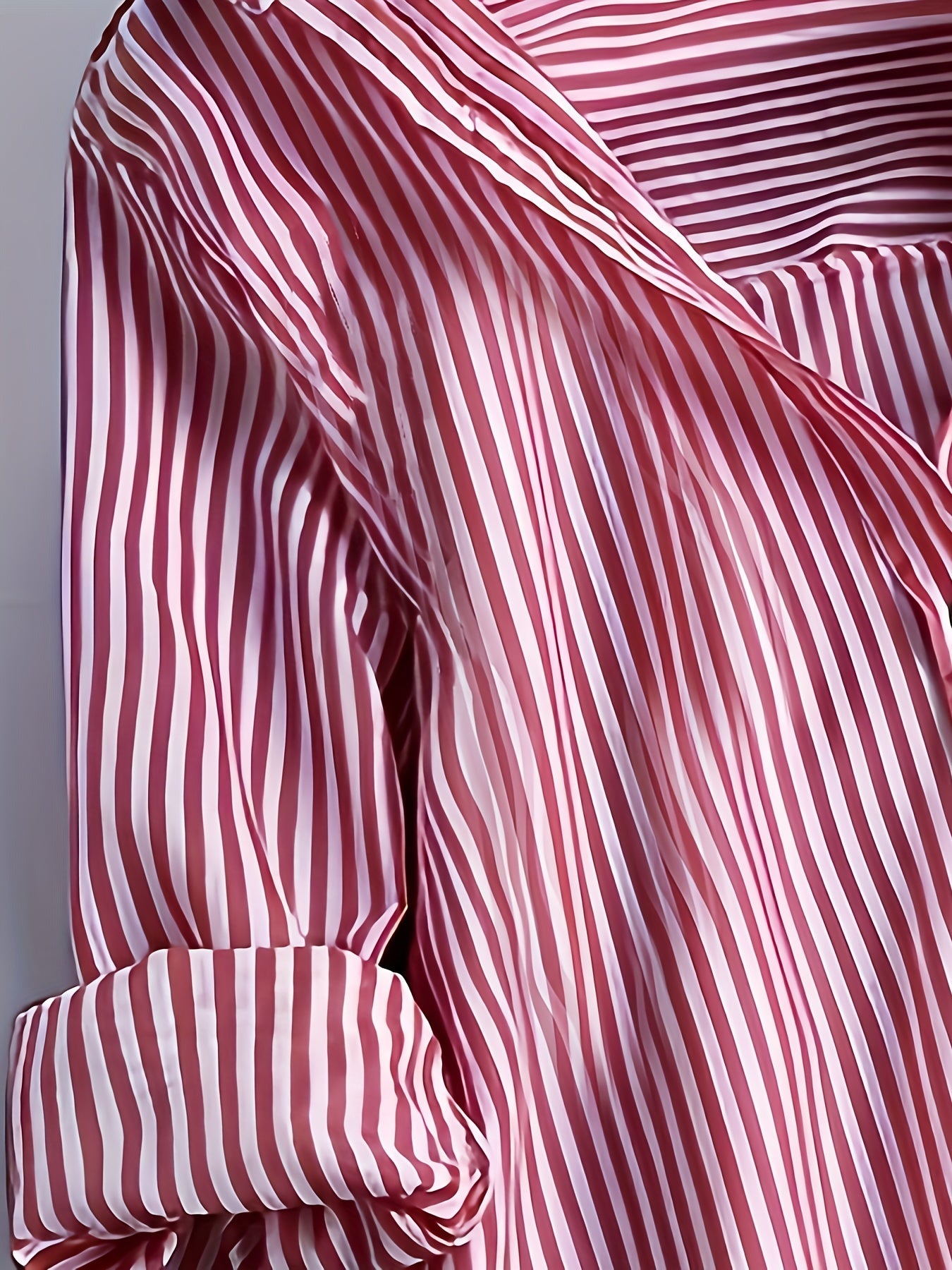 Dame langærmet skjortebluse med striber, afslappet elegant til kontor og hverdag