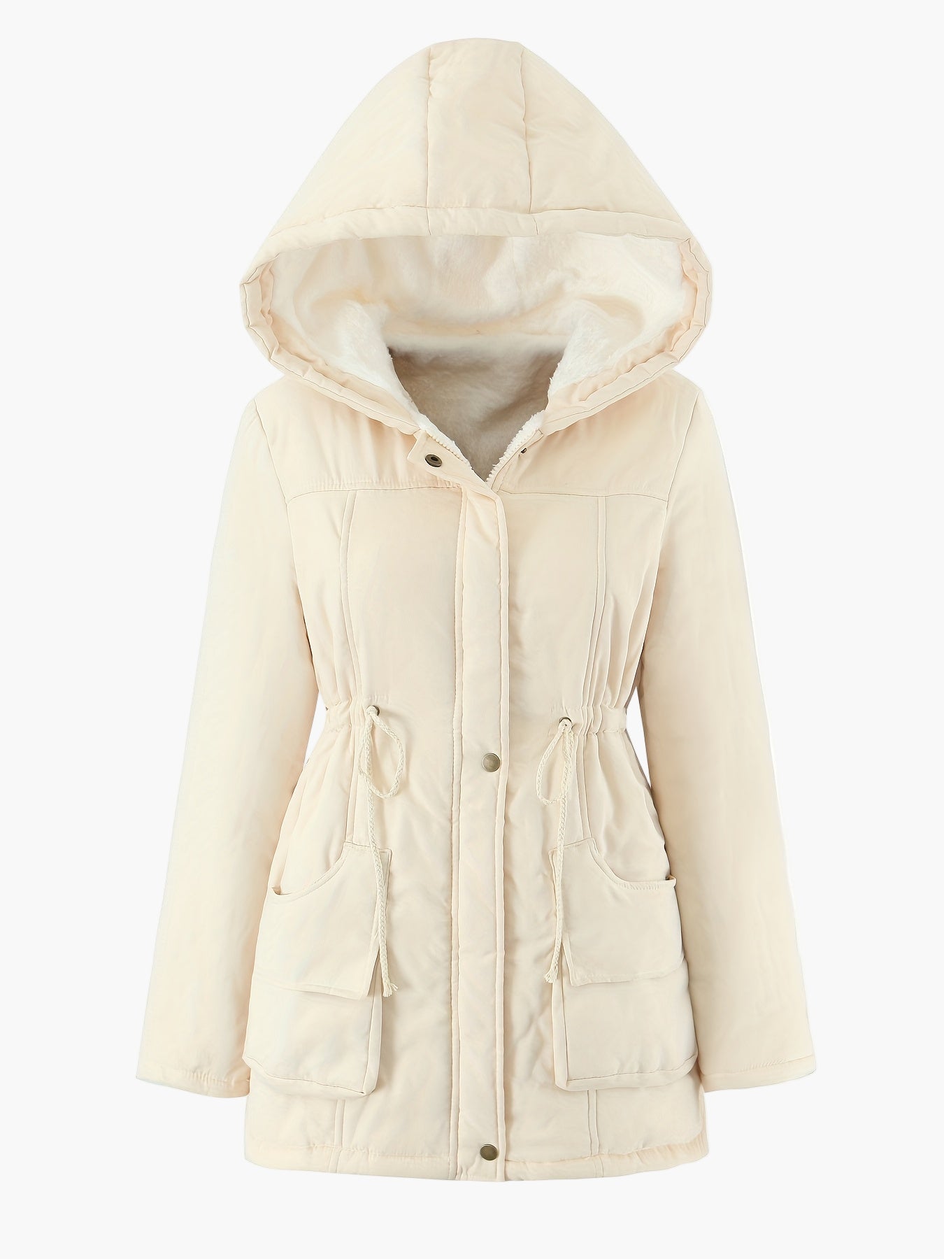 Damen Winterparka mit Kapuze und Kordelzug – Freizeitjacke für kalte Tage
