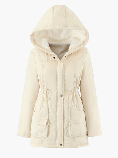 Damen Winterparka mit Kapuze und Kordelzug – Freizeitjacke für kalte Tage
