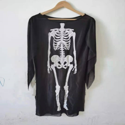 Halloween Skelett Mantel för Barn – Kuslig Kostym för Halloweenfester och Dekoration