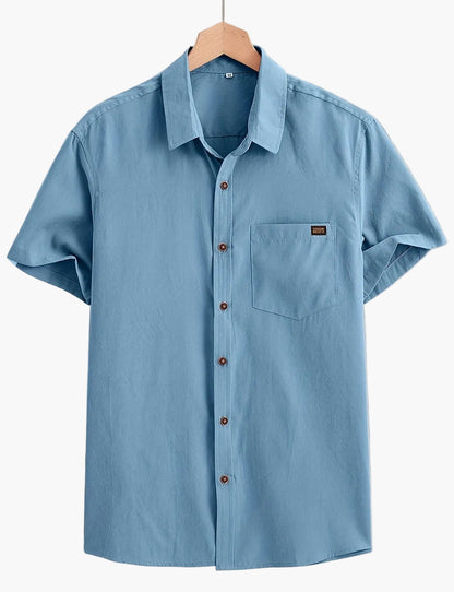 Chemise décontractée homme à manches courtes avec patte de boutonnage – Chemise d'été moderne pour le quotidien et le bureau