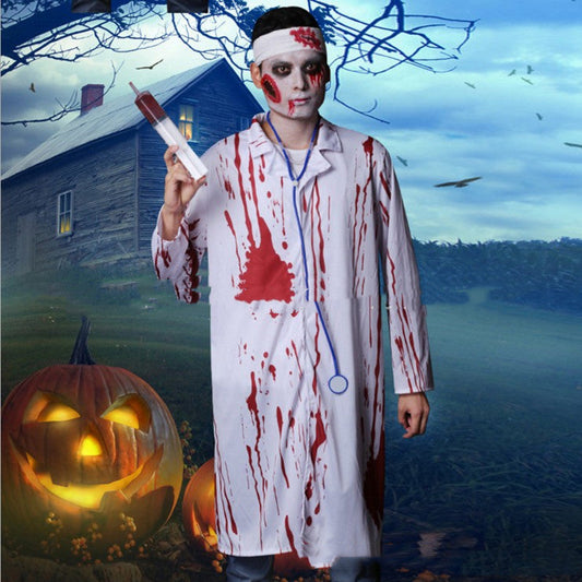 Halloween Herrkostym Blodtörstig zombie-läkare för kusliga fester
