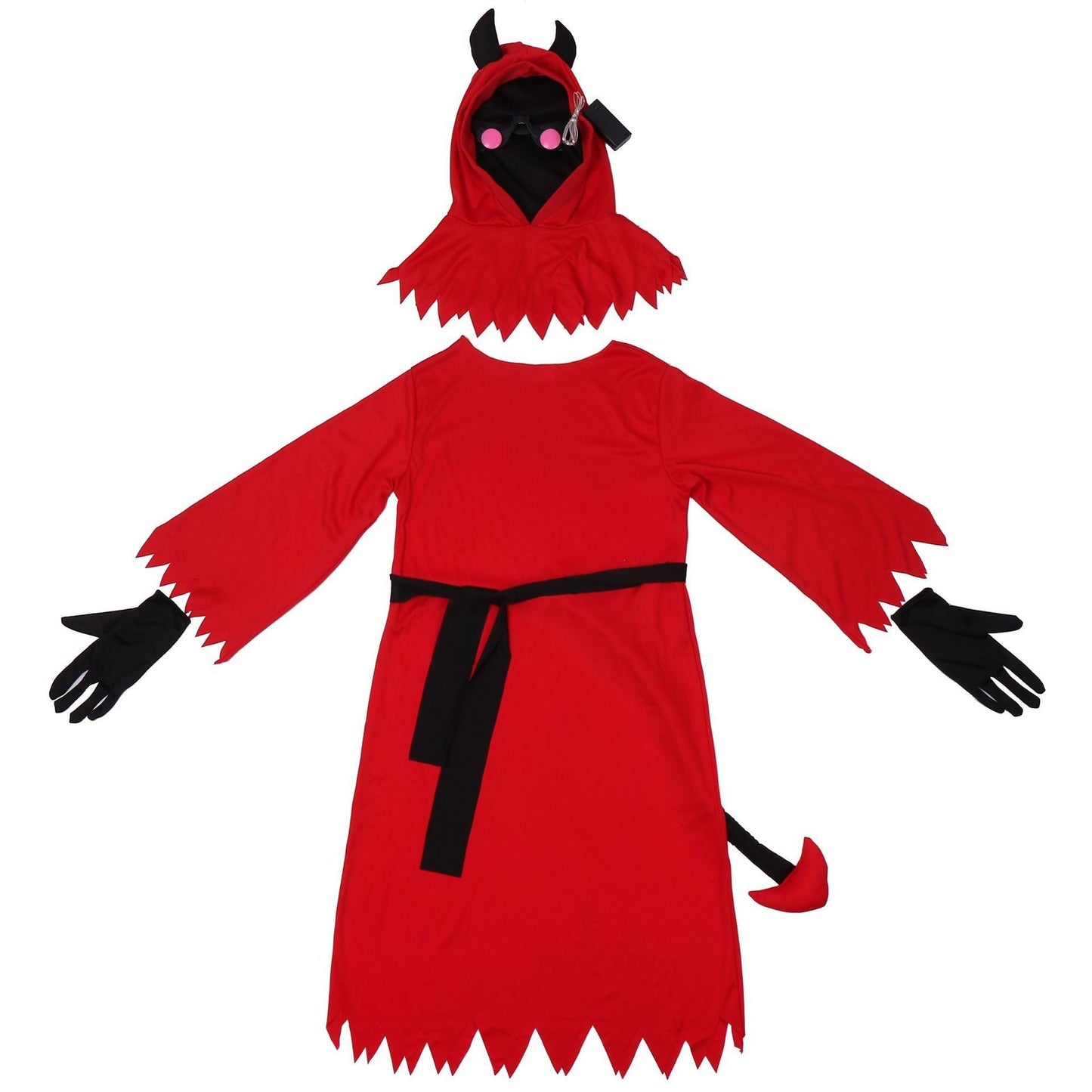 Halloween Kinder Duivel Kostuum met Kap en Gloeiende Ogen – Perfect Griezelig Outfit voor Halloween Feesten & Trick-or-Treat