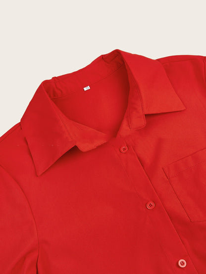 Abito camicia a linea A da donna con colletto polo – Abito midi casual per tutti i giorni e il tempo libero