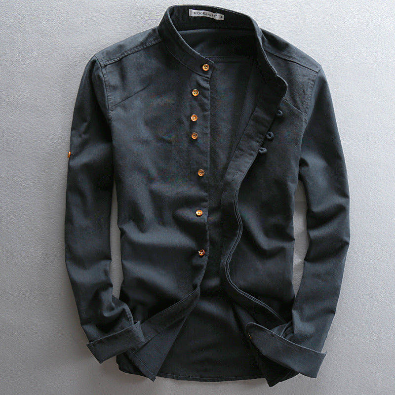 Steven – Chemise homme style chinois avec col montant