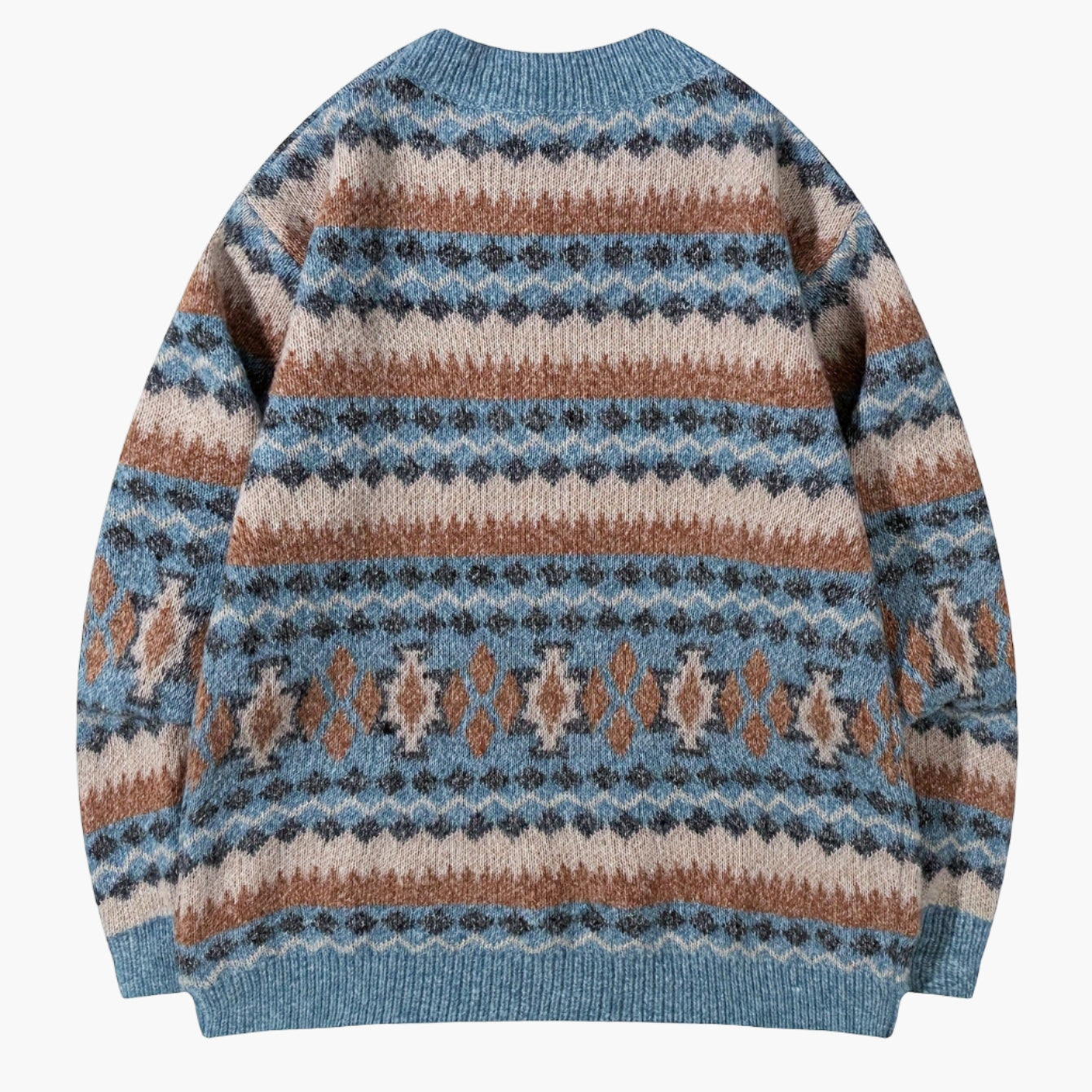 Herren Norwegerpullover mit Retro-Muster für Herbst und Winter – Lockerer Strickpulli, ideal für Freizeit