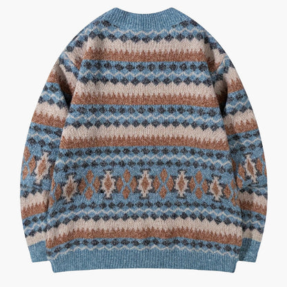 Herren Norwegerpullover mit Retro-Muster für Herbst und Winter – Lockerer Strickpulli, ideal für Freizeit