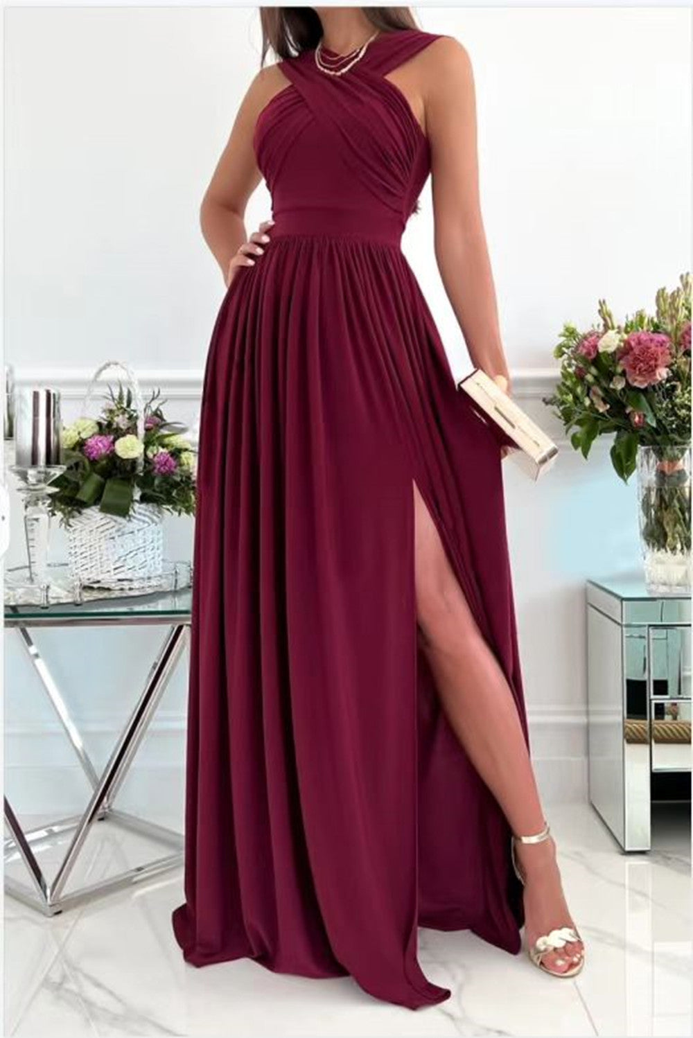Natalie – Robe d'été sans manches avec lien au cou