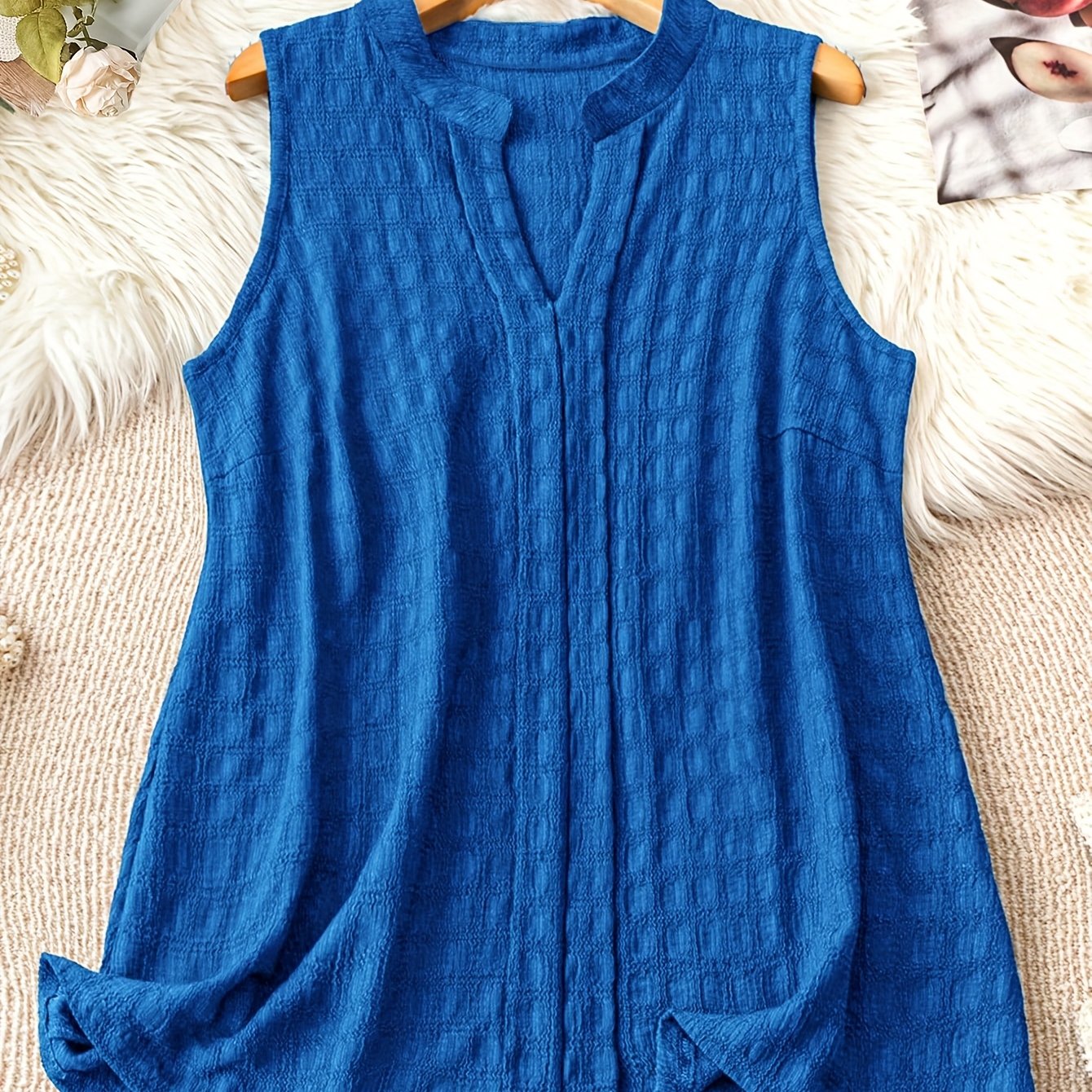 Damen Ärmellose Tunika Bluse mit V-Ausschnitt – Eleganter Freizeit-Look für Alltag und Büro