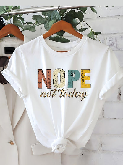 Damen Statement T-Shirt mit Spruch ‚NOPE not today‘ – Lässiges Freizeitshirt, Trendiges Motiv, Humorvoller Stil