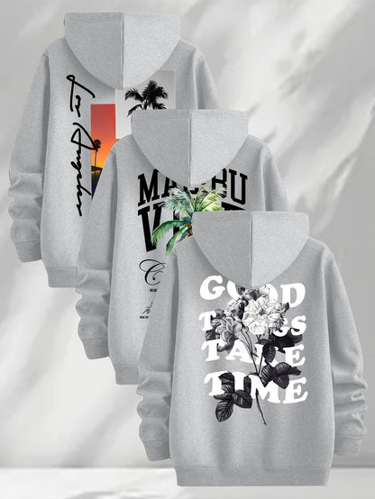 Hoodie mit Kapuze & Kordelzug, Fronttasche, Langarm, verschiedene Designs