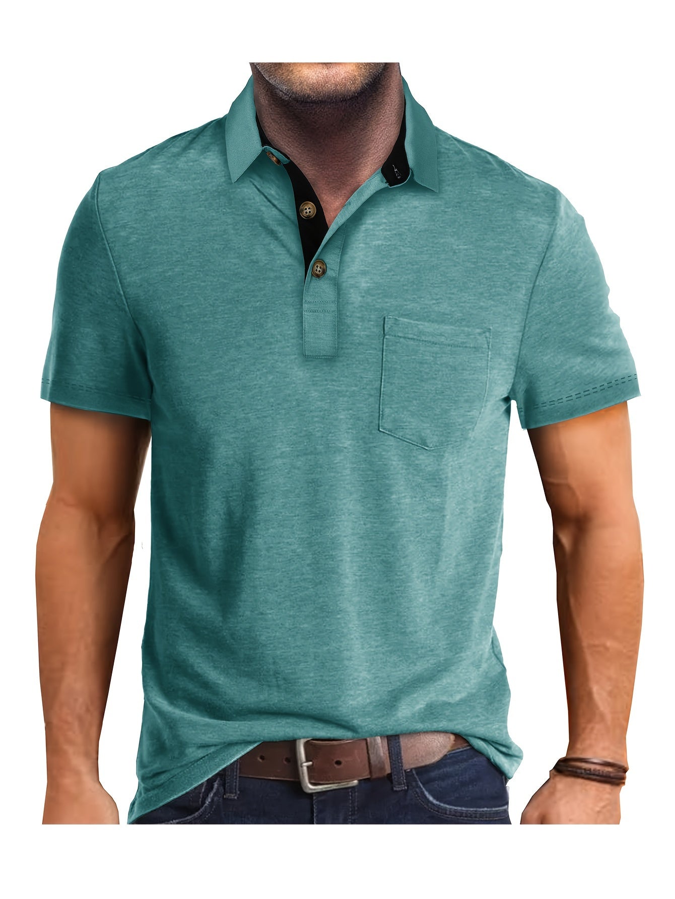 Polo uomo manica corta con taschino – Camicia casual moderna per tutti i giorni e il tempo libero