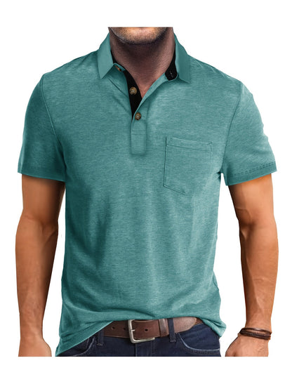 Polo uomo manica corta con taschino – Camicia casual moderna per tutti i giorni e il tempo libero