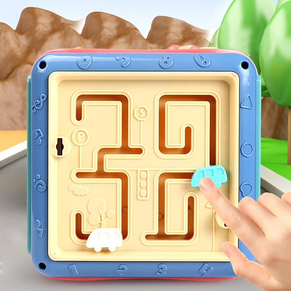 Cube d'apprentissage Montessori pour enfants – Jouet à six faces avec labyrinthe, engrenages et activités – Jouet éducatif précoce