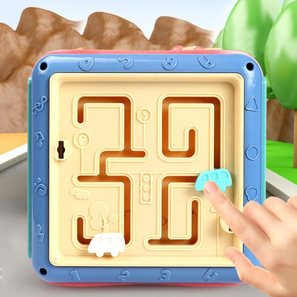 Cube d'apprentissage Montessori pour enfants – Jouet à six faces avec labyrinthe, engrenages et activités – Jouet éducatif précoce
