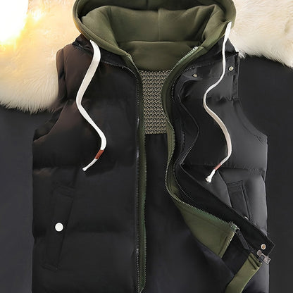 Unisex Steppweste mit Kapuze Doppel-Reißverschluss Winter Freizeit