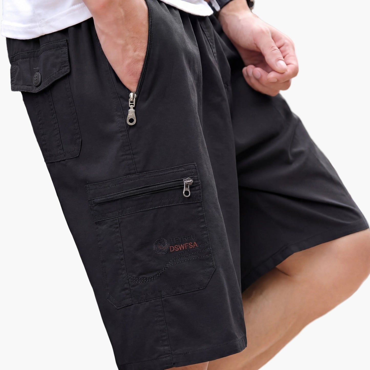 Męskie szorty cargo z kieszeniami na zamek – styl casual i outdoor