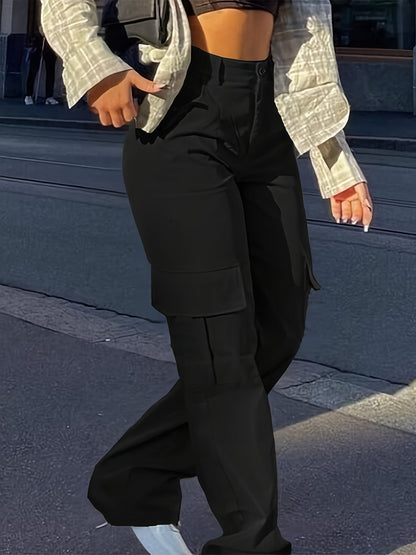 Dame Y2K cargobukser med lommer – moderigtig streetwear til forår og sommer