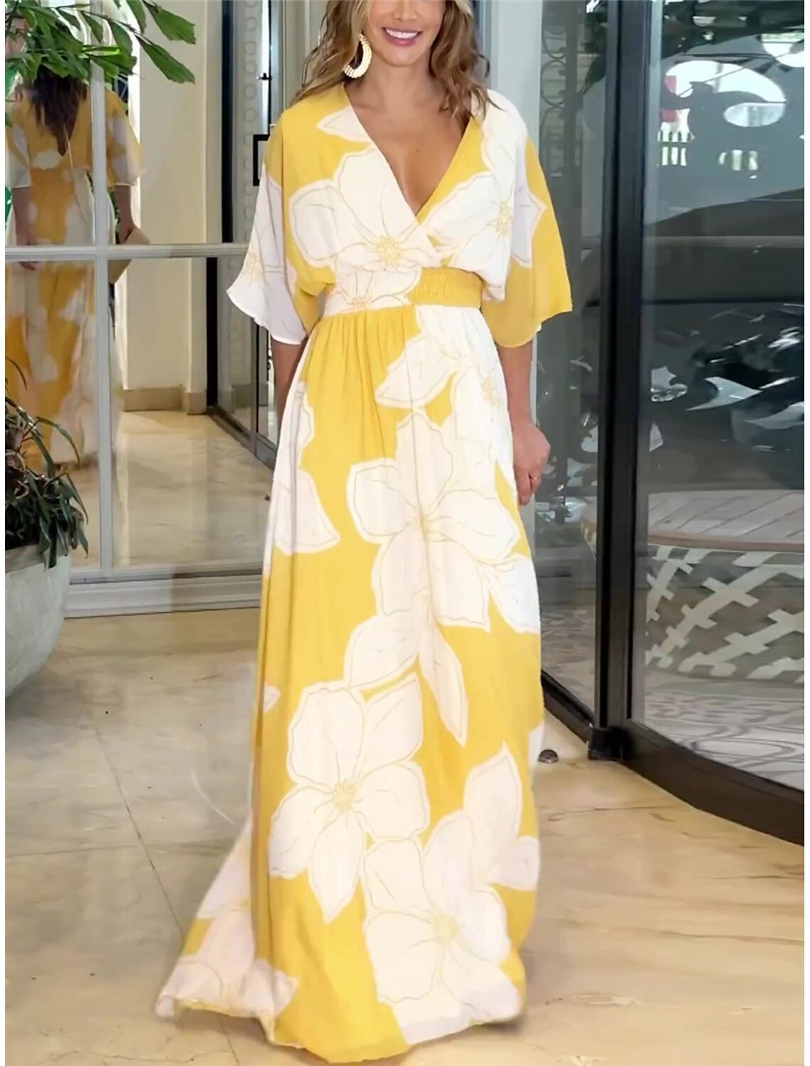 Vestido largo elegante para mujer con estampado floral estilo boho de verano para tiempo libre y vacaciones
