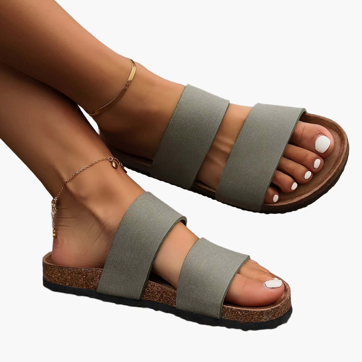 Sandales confort pour femmes à double bride – Mules d'été confortables pour loisirs et quotidien