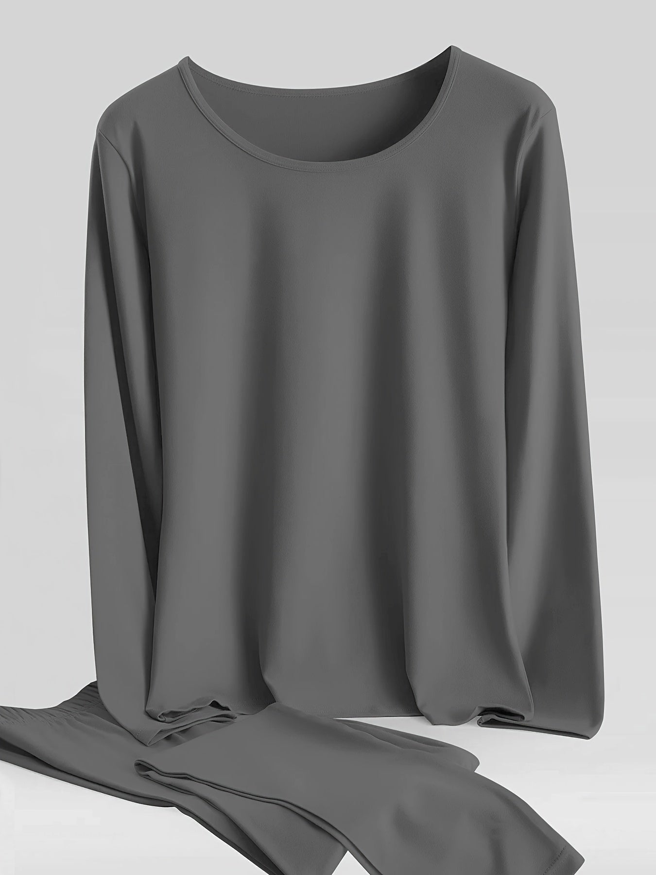 Conjunto de ropa interior térmica para hombre de 4 piezas, negro y gris, con camiseta de manga larga y pantalón largo