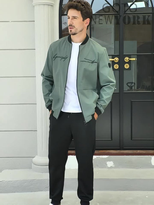 Chaqueta bomber casual para hombre con bordado – Look moderno y casual para el día a día y viajes