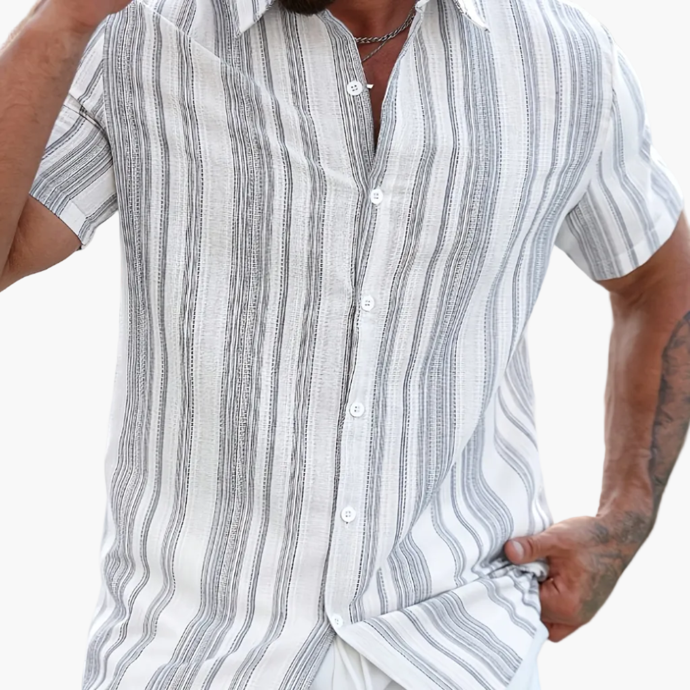 Herren Kurzarm Freizeithemd mit Streifenmuster – Sommer Style für Alltag & Urlaub
