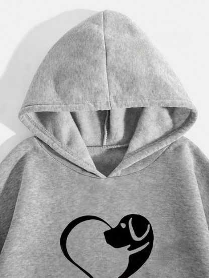 Sudadera con capucha para mujer con motivo de corazón y patas de perro – Jersey con mensaje de amor por los animales, ideal para ocio y día a día