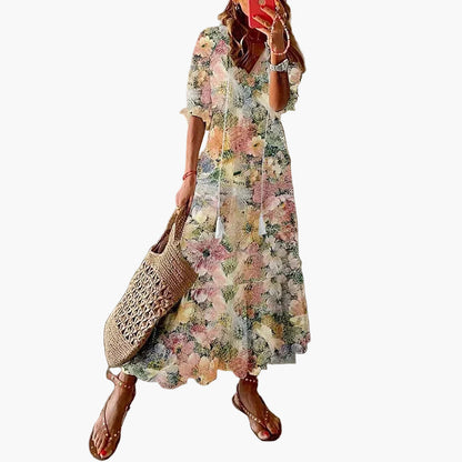 Dame maxi boho-kjole – Sommerkjole med blomsterprint, fritid og ferie