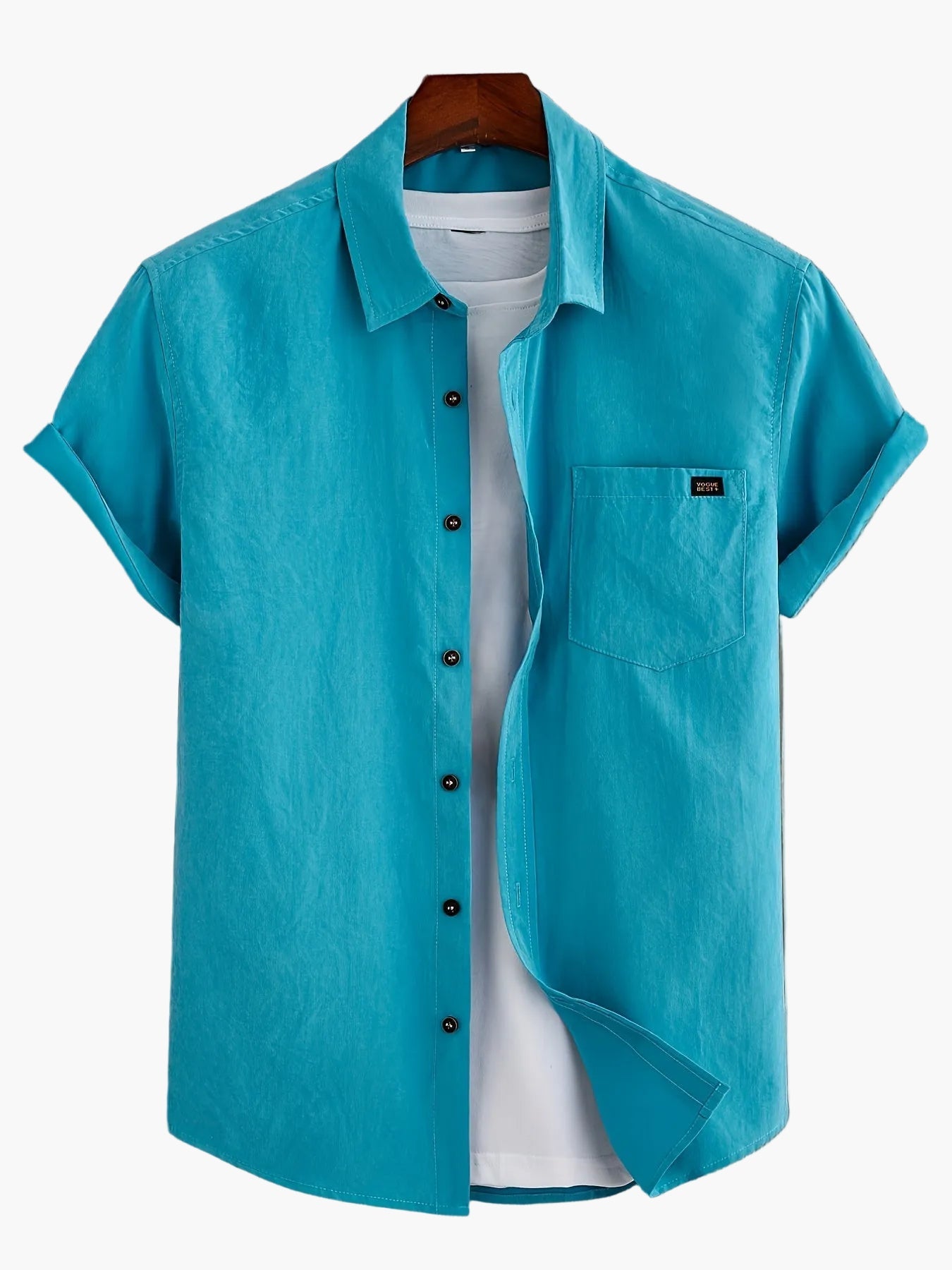 Chemise décontractée homme à manches courtes avec patte de boutonnage – Chemise d'été moderne pour le quotidien et le bureau