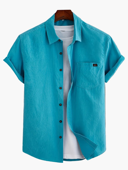 Chemise décontractée homme à manches courtes avec patte de boutonnage – Chemise d'été moderne pour le quotidien et le bureau
