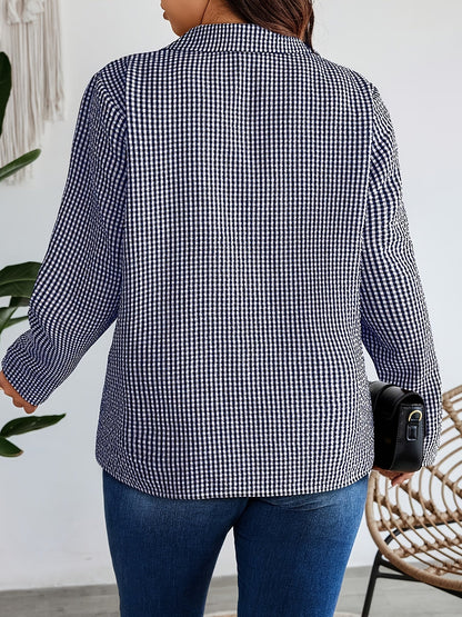 Chemise décontractée à carreaux pour femme style Vichy – Blouse décontractée pour le quotidien et le bureau
