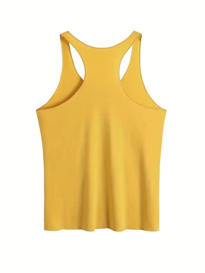 Damski tank top z vintage nadrukiem uśmiechniętej buźki – swobodna letnia koszulka na co dzień