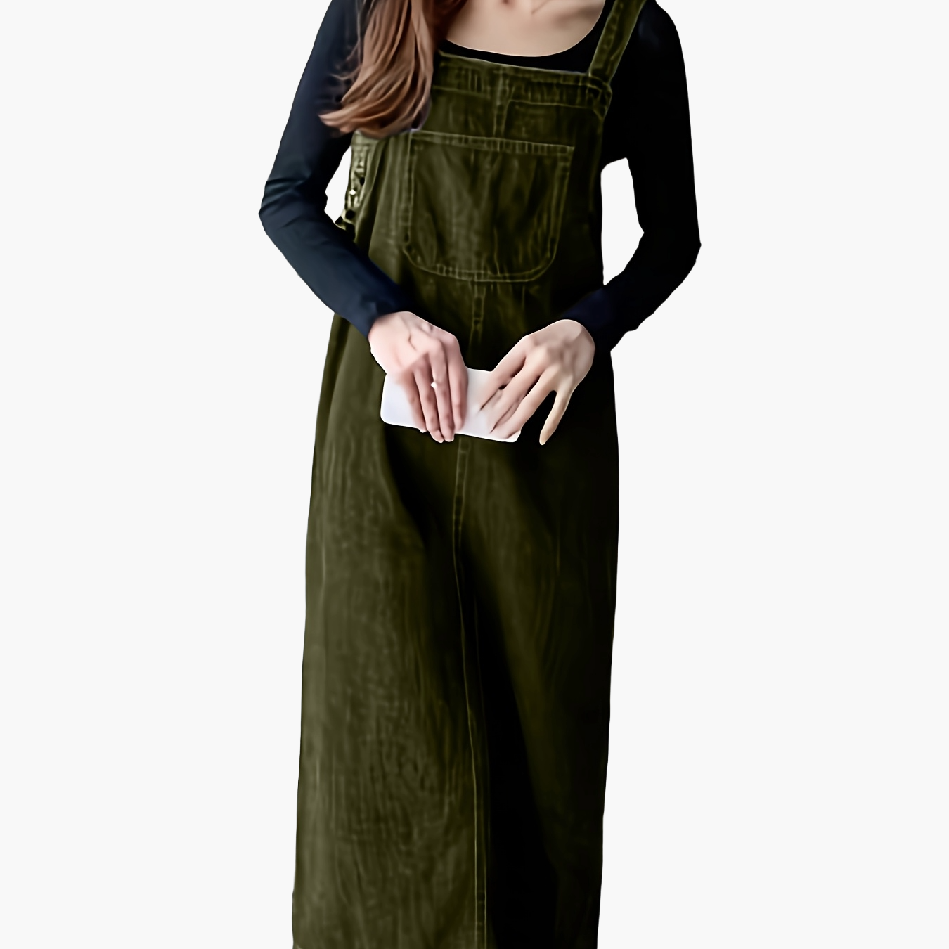 Abito jeans casual da donna con spalline e tasca frontale – Abito salopette midi per tutti i giorni e tempo libero