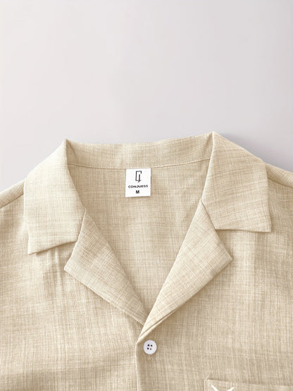 Set estivo uomo con camicia a maniche corte e pantaloni – Completo casual per tempo libero, quotidiano e vacanze