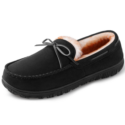 Mokassin Hausschuhe Herren, gefüttert, warm, Braun/Beige/Schwarz