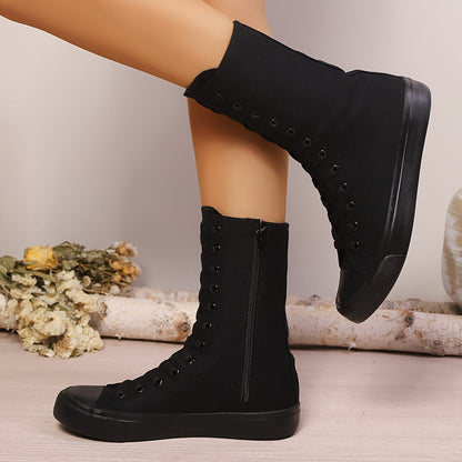 Damen Mid-Calf Schnür-Sneaker mit Reißverschluss Weiß