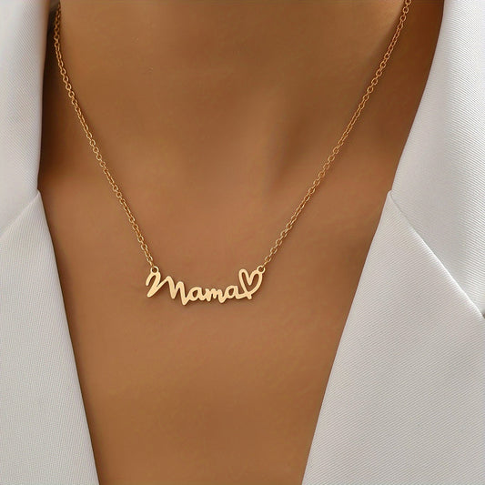 Dames Ketting Mama Tekst Hart Hanger – Elegant Geschenk voor Moeders, Dagelijks Gebruik & Speciale Gelegenheden