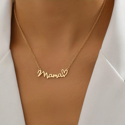 Damhalsband Mama-ord med hjärthänge – Elegant present till mammor, vardag och speciella tillfällen