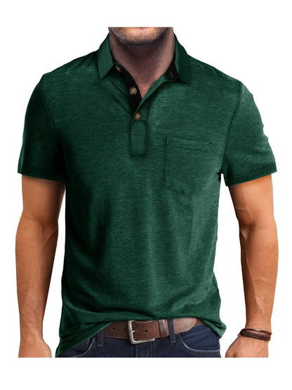 Polo uomo manica corta con taschino – Camicia casual moderna per tutti i giorni e il tempo libero
