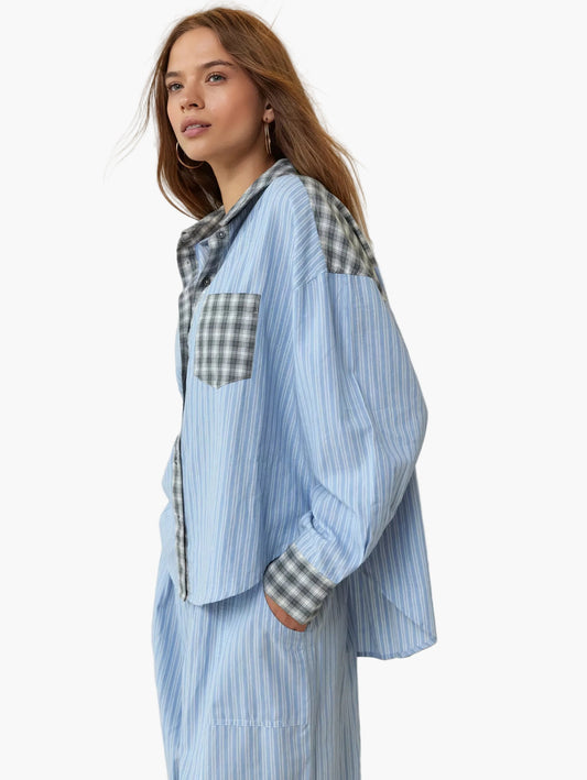 Dames Pyjama-set in oversize stijl – Modern vrijetijds- en nachtoutfit met ruitdetails