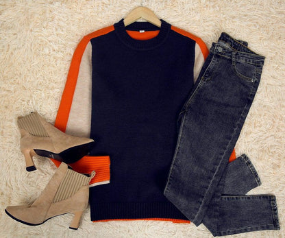 Maglione donna moderno colorblock stile urbano tempo libero e ufficio