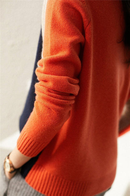 Maglione donna moderno colorblock stile urbano tempo libero e ufficio