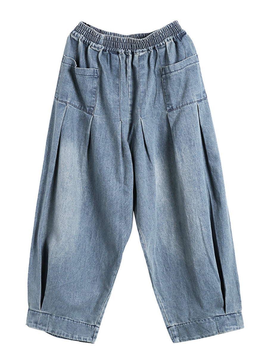 Jeans baggy da donna pantaloni harem – Pantaloni larghi da tempo libero con vita elastica, stile streetwear
