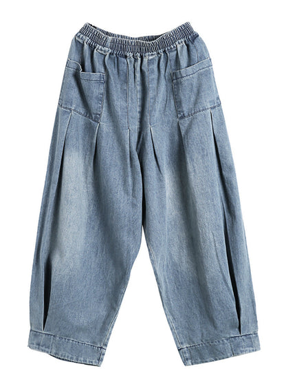 Jeans baggy da donna pantaloni harem – Pantaloni larghi da tempo libero con vita elastica, stile streetwear